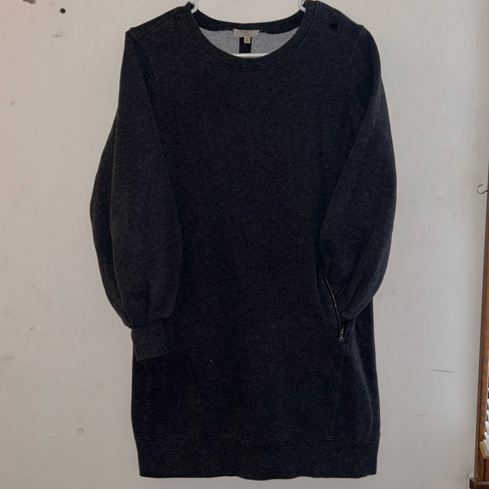 S - LOFT Sweatshirt Dress Loungewear - With Pockets - Charcoal Gray